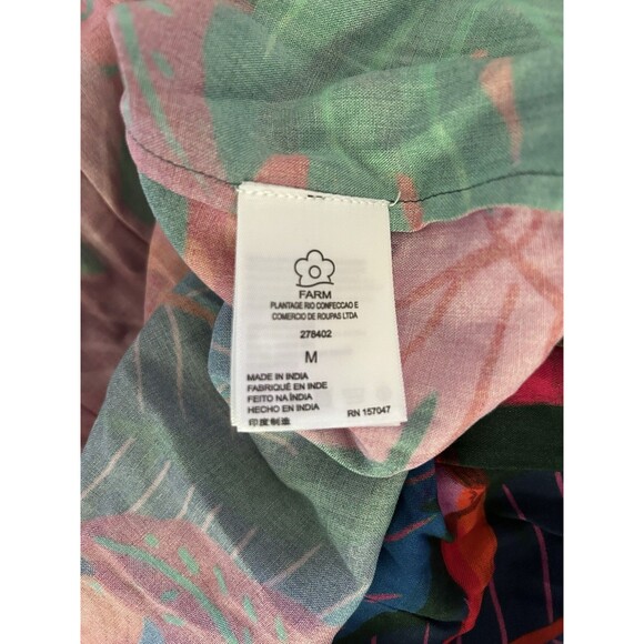 Farm Rio Off Shoulder Dress Coverup Anthropologie Tropical Leaf Tiered Siz M NEW - Picture 7 of 10
